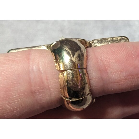 Art Deco Style Glam Black And Gold Stretch Statement Ring Size 6 3/4 - Picture 14 of 16